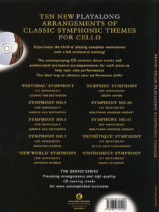 Bravo! Cello Playalong Symphonic Themes【CD+樂譜】