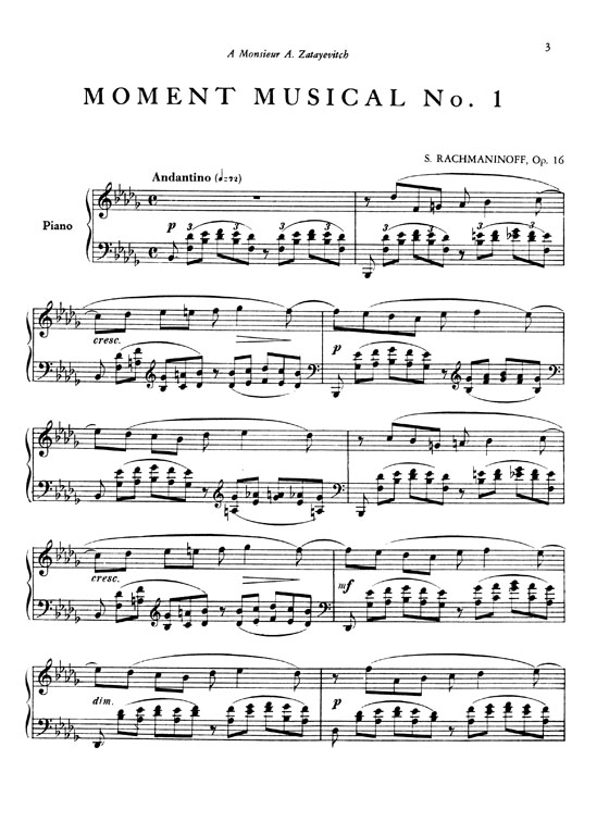 Rachmaninov【Six Moments Musicaux, Op. 16】for Piano