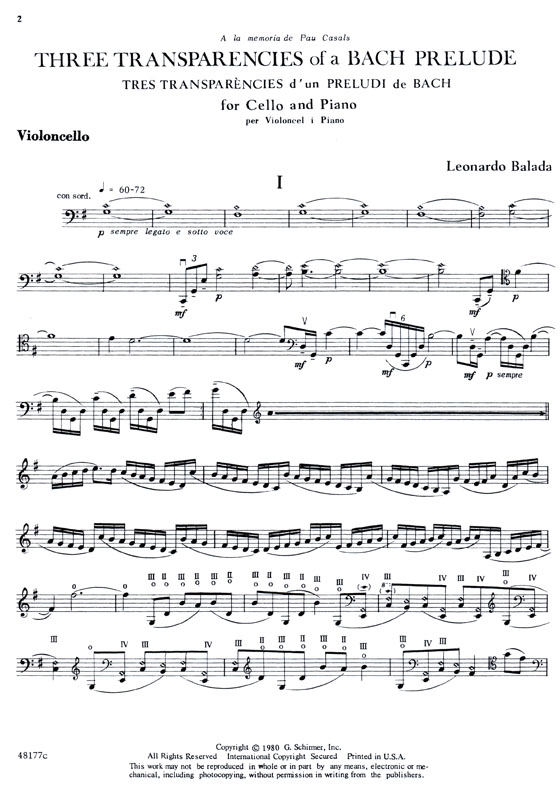 Three Transparencies of a【Bach Prelude】for Cello and Piano Three Transparencies of a【Bach Prelude】for Cello and Piano