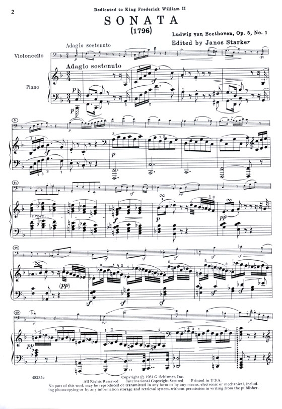 Beethoven【Five Sonatas Op.5 , Op.69 , Op.102 】for Cello and Piano