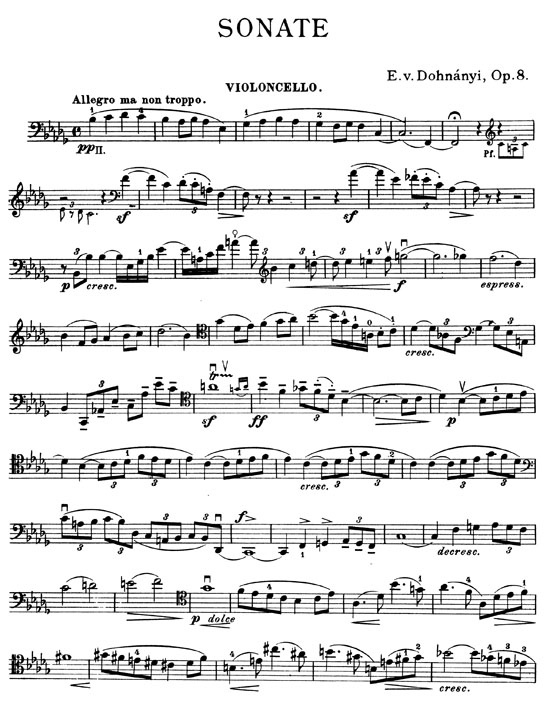 Ernst Von Dohnányi【Sonata in B Flat Major  Opus 8】for Cello and Piano