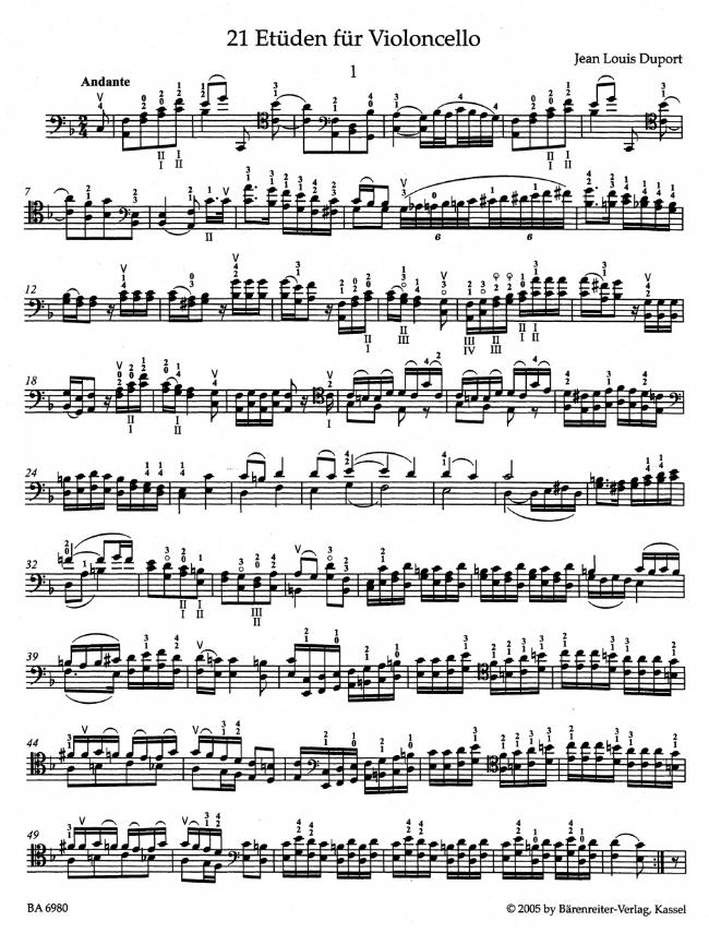 Duport【21 Etudes for Violoncello】with an Accompaniment of a second Violoncello