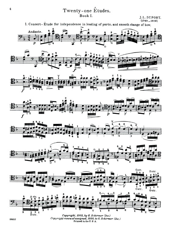 Duport【21 Etudes】for the Violoncello, Book 1