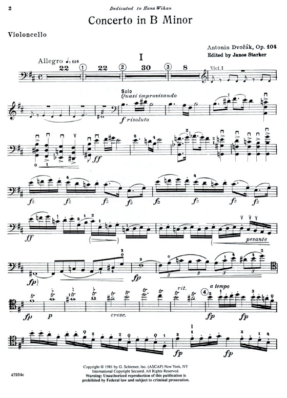 Antonin Dvorák【Concerto in B Minor】for Cello and Piano