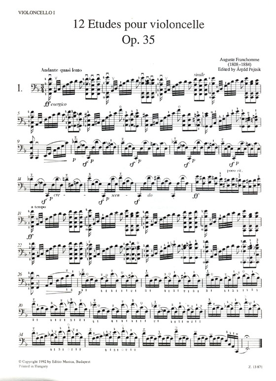 Franchomme【12 Etudes】Pour Violoncelle Opus 35