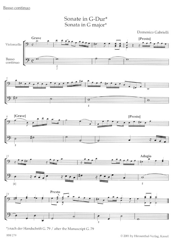 Domenico Gabrielli【the Complete Works】for Violoncello