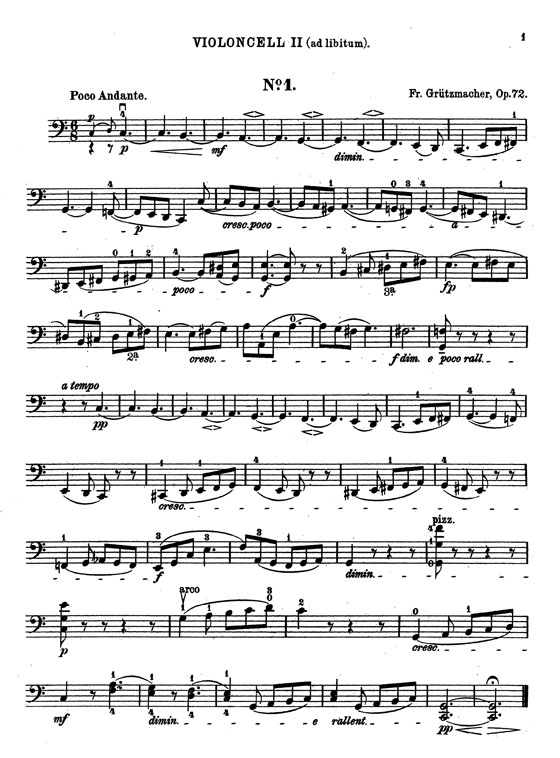 Friedrich Grützmacher【Etudes Opus 72】for Cello Ad Libitum