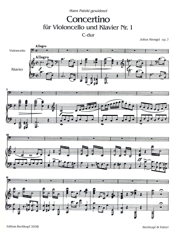 Julius Klengel【Concertino Nr. 1 C-dur op. 7】für Violoncello und Klavier
