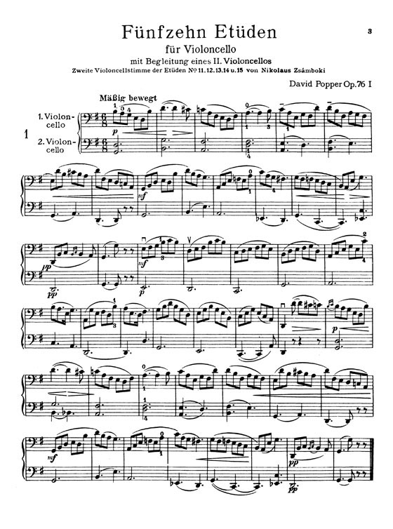 Popper【Fifteen Etudes】for the Cello Opus 76