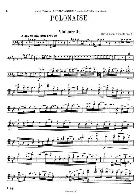 Popper【Polonaise Opus 65 No.3】for Cello and Piano