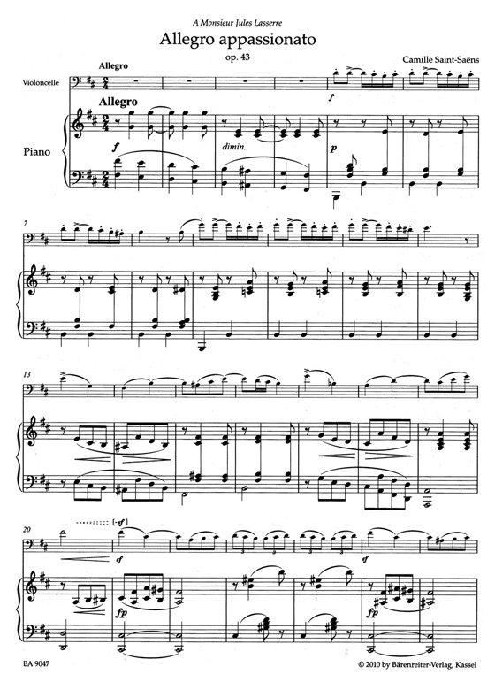 Saint Saens【Allegro Appassionato】 for Violoncello with Piano Accompaniment Op.43
