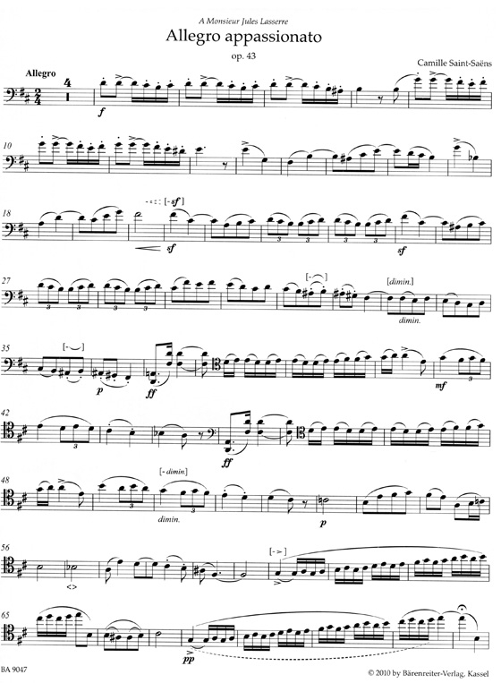 Saint Saens【Allegro Appassionato】 for Violoncello with Piano Accompaniment Op.43