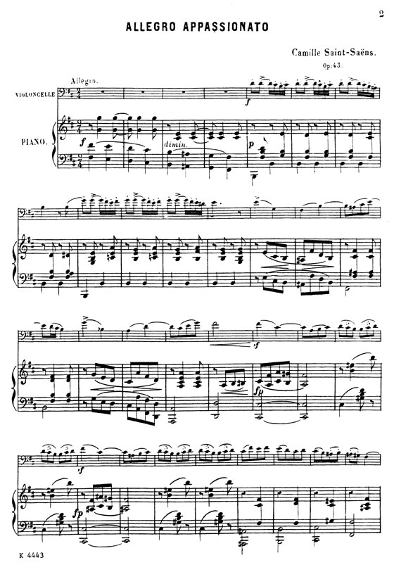 Saint Saens【Allegro Appassionato Opus 43】for Cello and Piano