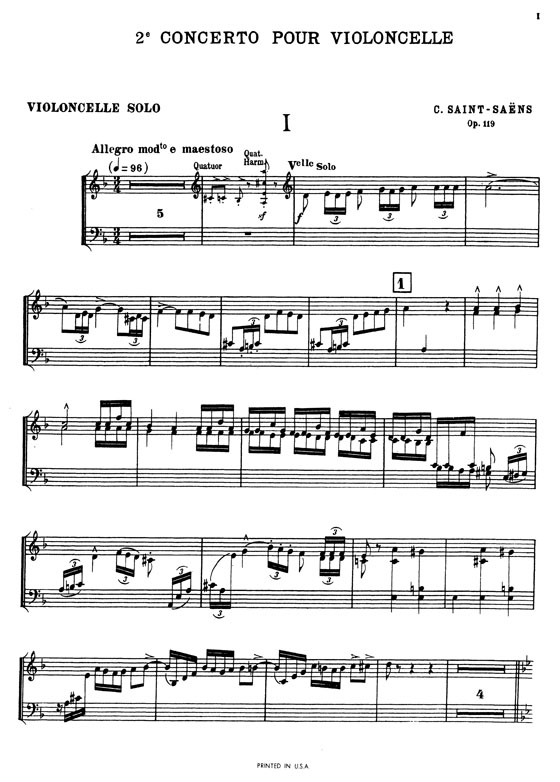 Saint Saens【Cello Concerto No.2 Opus 119 In D Minor】for Cello and Piano