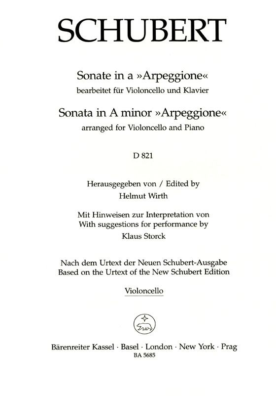 Schubert【Sonata in a , Arpeggione , D 821】Ausgabe für Violoncello und Klavier