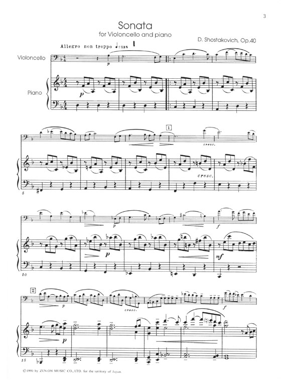Shostakovich【Sonata , Op.40 】 for Violoncello and Piano / ショスタコービッチ チェロソナタ , 作品40