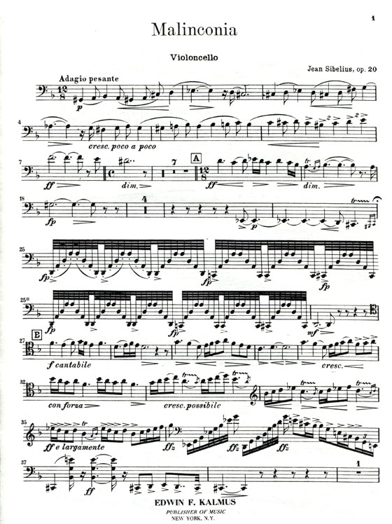 Sibelius【Malinconia Opus 20】for Cello and Piano
