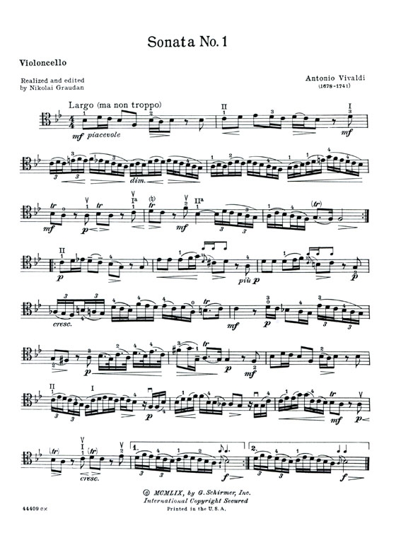 Vivaldi【Six Sonatas】for Violoncello and Piano
