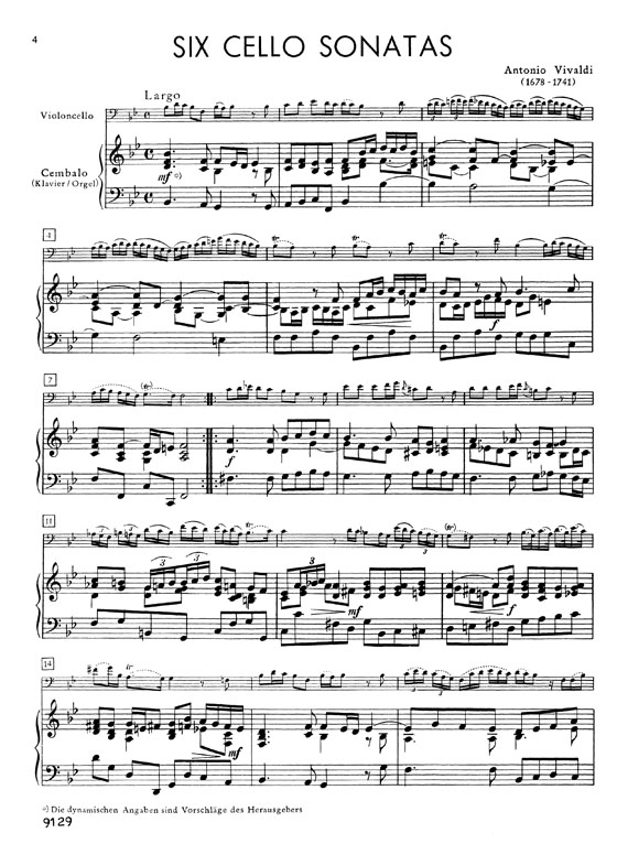 Vivaldi 【Six  Cello Sonatas】for Cello and Basso Continuo