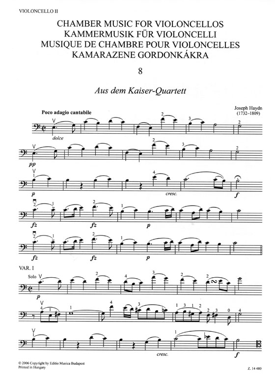 Chamber Music for Violoncellos【Volume 8】Score and parts