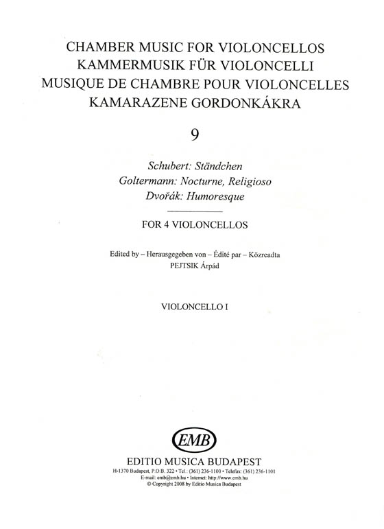 Chamber Music for Violoncellos【Volume 9】Score and parts