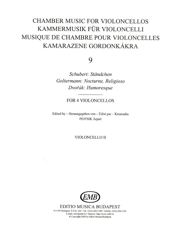 Chamber Music for Violoncellos【Volume 9】Score and parts