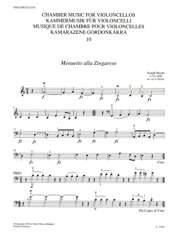 Chamber Music for Violoncellos【Volume 10】Score and parts