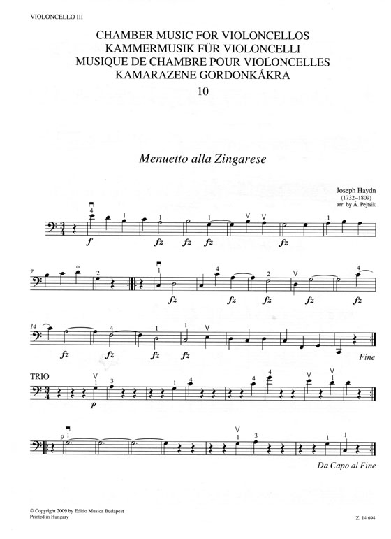 Chamber Music for Violoncellos【Volume 10】Score and parts