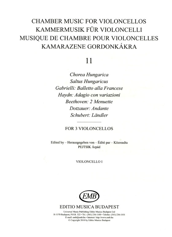 Chamber Music for Violoncellos【Volume 11】Score and parts