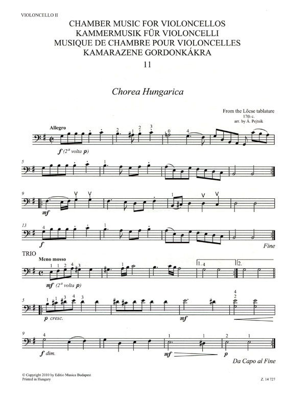 Chamber Music for Violoncellos【Volume 11】Score and parts
