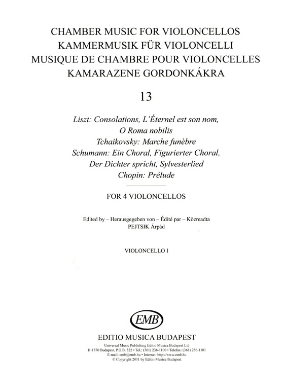 Chamber Music for Violoncellos【Volume 13】Score and parts