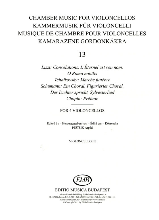 Chamber Music for Violoncellos【Volume 13】Score and parts