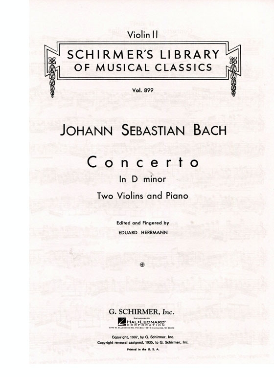 J.S. Bach【Concerto in D minor】for Two Violins and Piano , BWV 1043