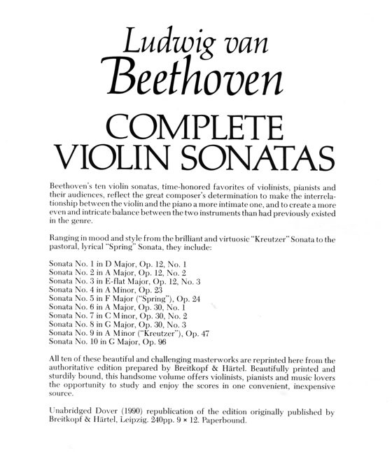 Ludwig Van Beethoven【Complete】Violin Sonatas (無附小提琴分譜)