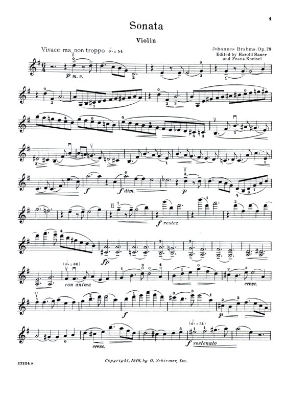 Brahms【Sonata In G major , Opus 78】for Violin and Piano Brahms【Sonata In G major , Opus 78】for Violin and Piano