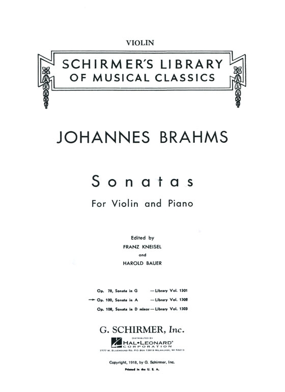 Brahms【Sonata In A mojor , Opus 100】for Violin and Piano