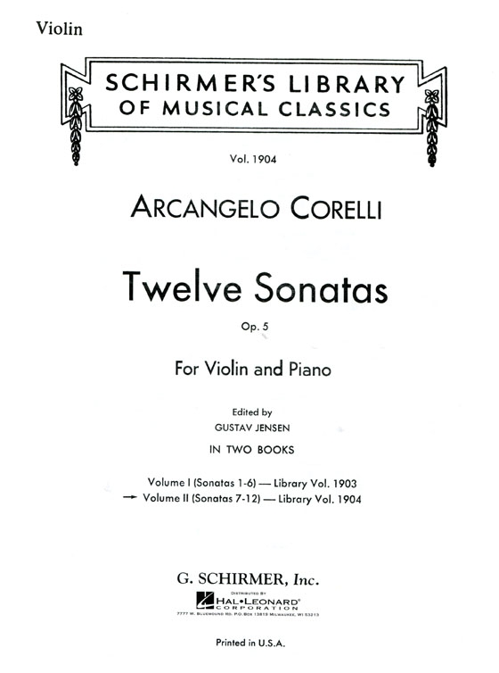 Corelli【Twelve Sonatas , Opus 5】for Violin and Piano ,Volume Ⅱ