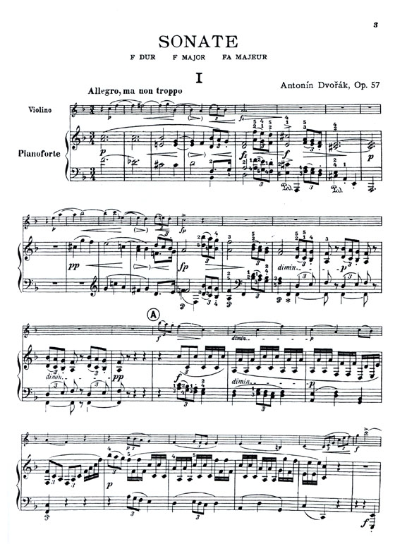Dvorák【Sonata In F Major , Opus 57】for Violin and Piano