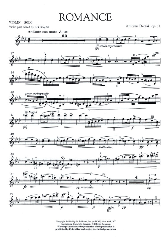 Dvorák【Romance Op. 11】for Violin and Piano