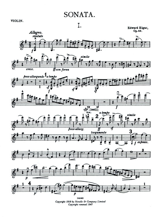 Edward Elga Sonata Op. 82 for Violin and Piano