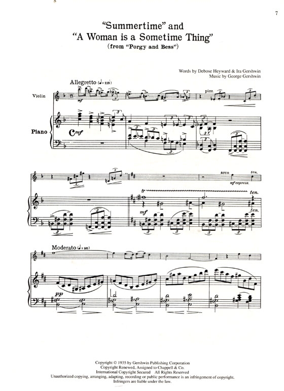 George Gerschwin's【Porgy and Bess】transcriptions for Violin