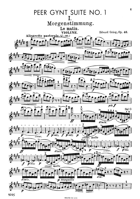Grieg【Peer Gynt Suite No.1, Opus 46】for Violin and Piano