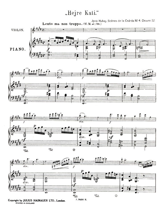 Hubay【Hejre Kati , Opus 32】Violin and Piano