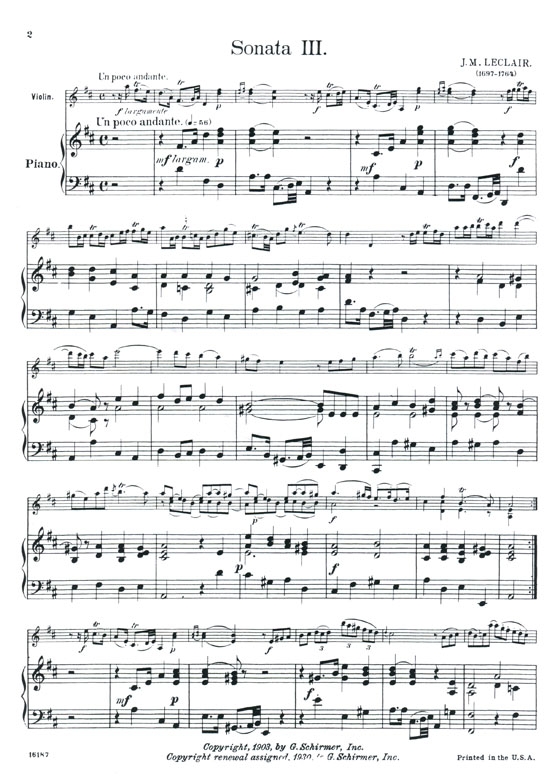 Leclair【Sonata Ⅲ】for the Violin with Piano Accompaniment