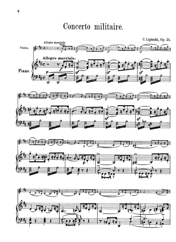 Lipinski【Concerto Militaire , Opus 21】for Violin and Piano