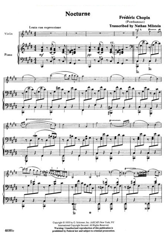 Nathan Milstein【Three Transcriptions】for Violin and Piano
