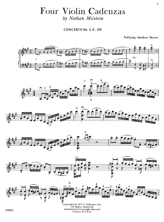 Nathan Milstein【Four Violin Cadenzas】for Violin