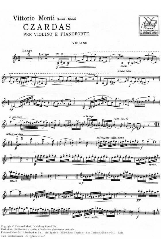 V.Monti【Czardas】Per Violino e Pianoforte