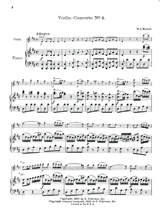 Mozart【Concerto No. 4 in D Major, K. 218】for Violin and Piano