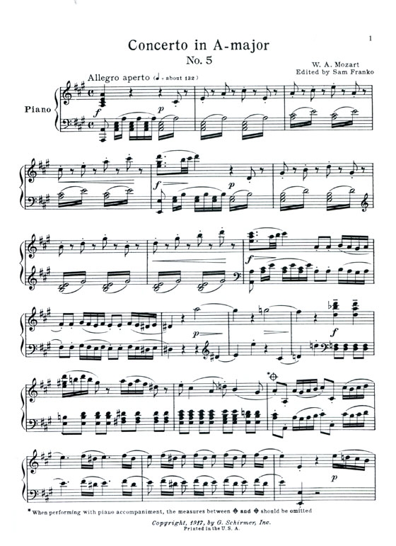 Mozart【Concerto No. V in A Major, K. 219】for Violin and Piano